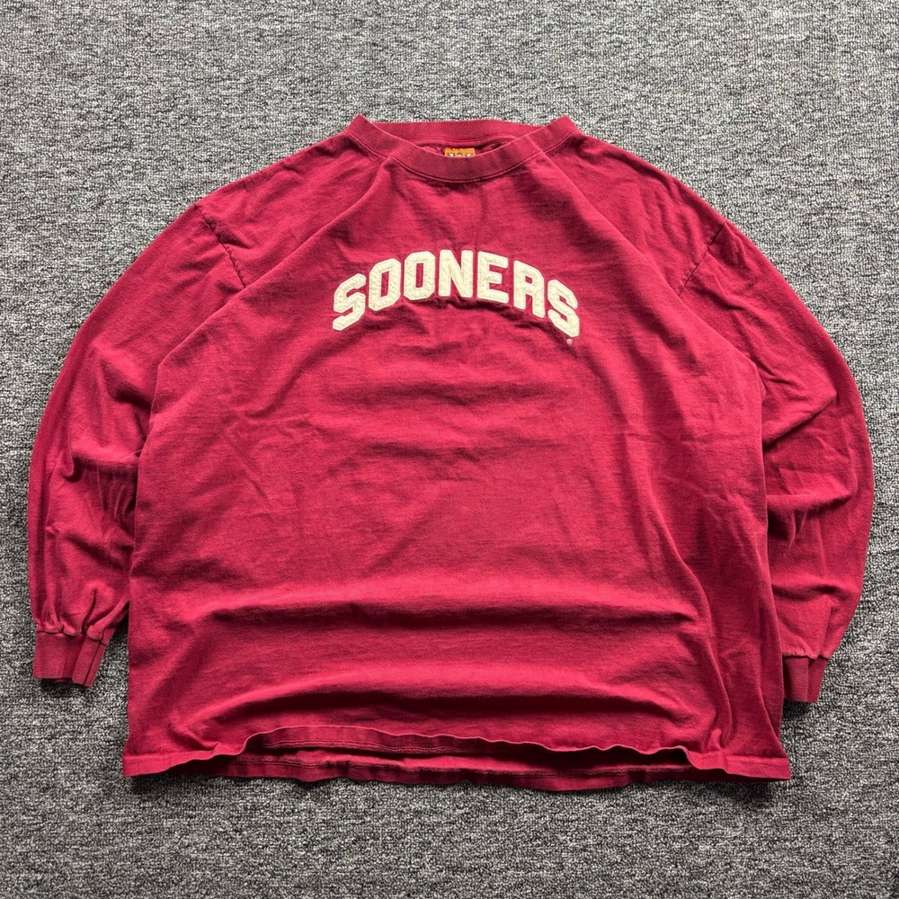 Vintage 90s Oklahoma Sooners USA Sport Collegiate Long Sleeve Shirt Red Mens XL